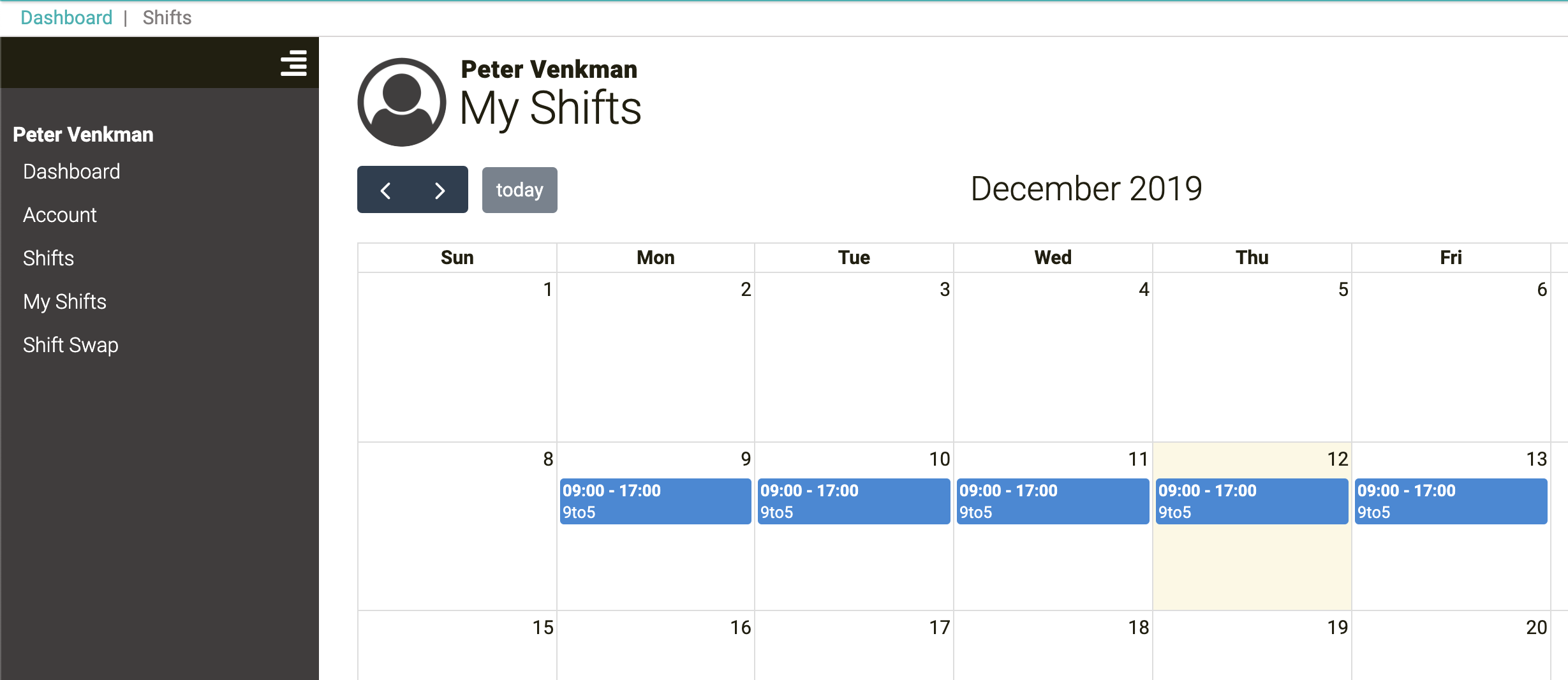 shift calendar