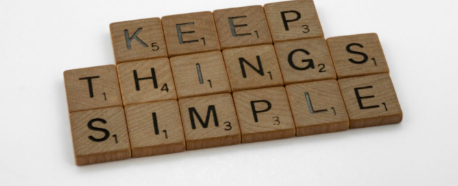 scrabble tiles saying keep things simple