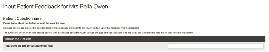 Online Patient Feedback Questionnaire