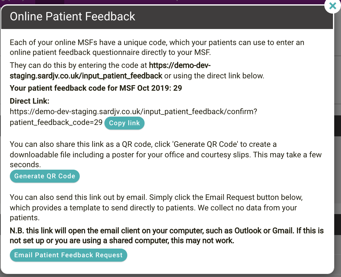 Online patient feedback