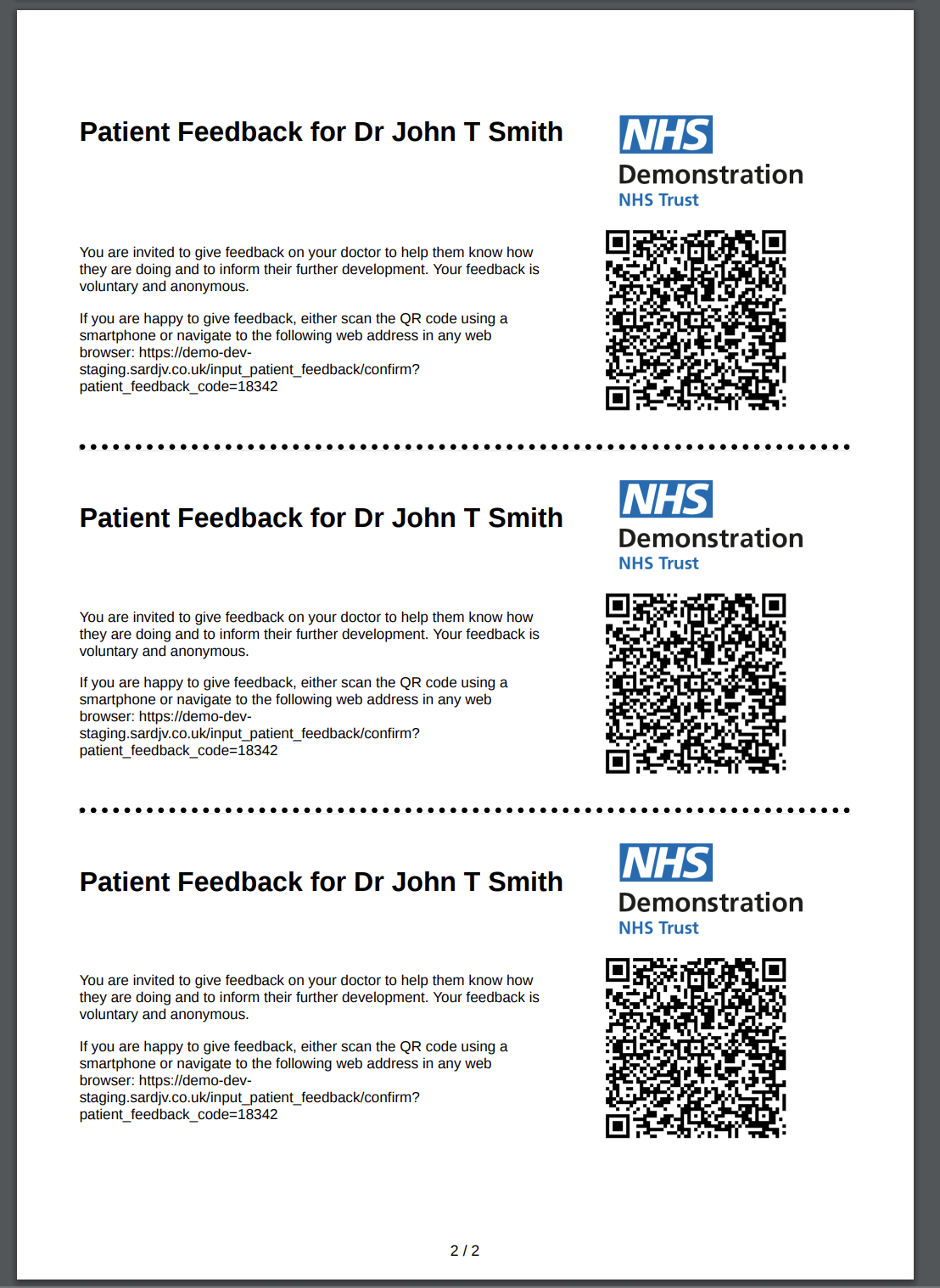 patient feedback demonstration